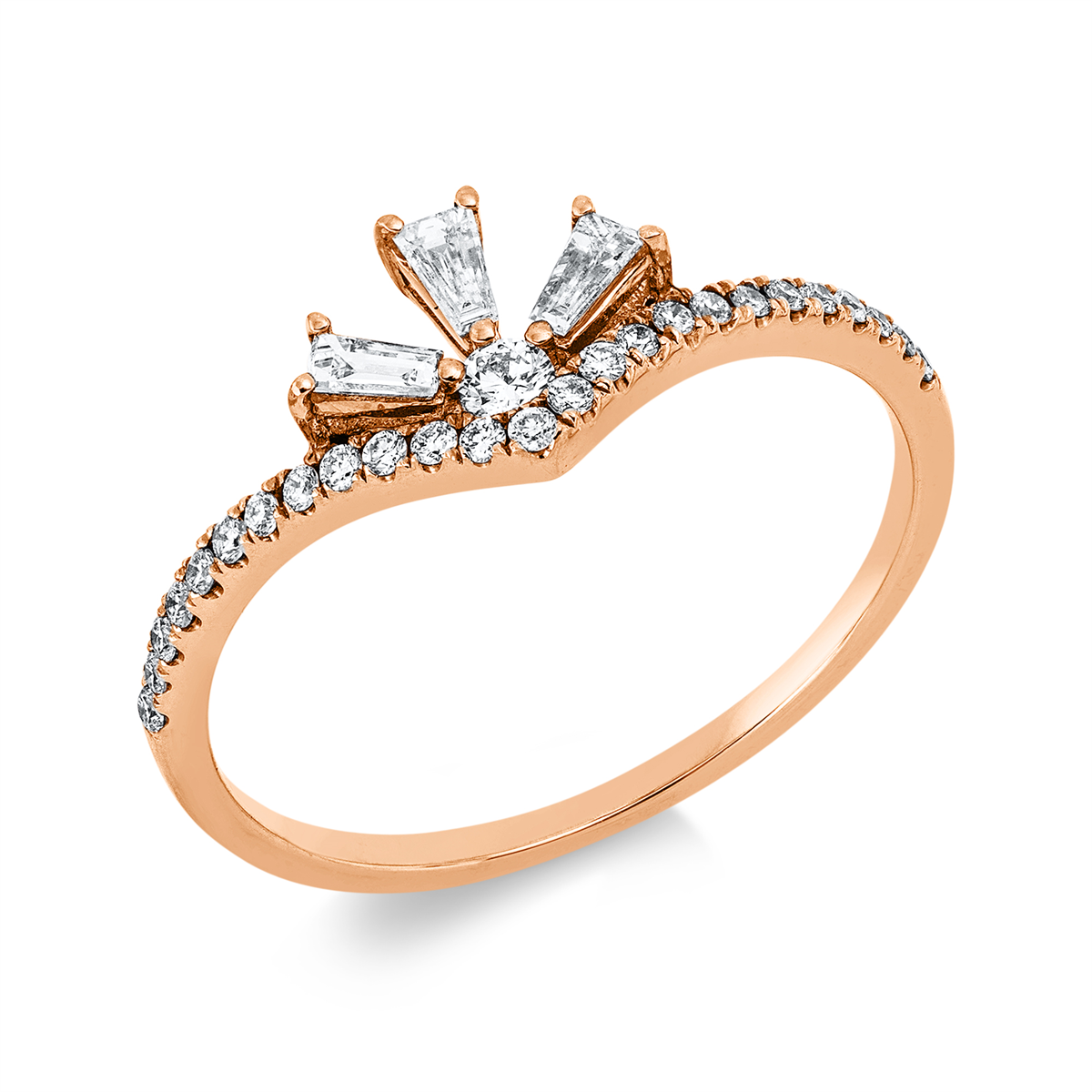 1IQ09R Baguette Rosegold 18kt 0,27 Diamantringe mit 29 Diamanten - 1IQ09 – Bild 1
