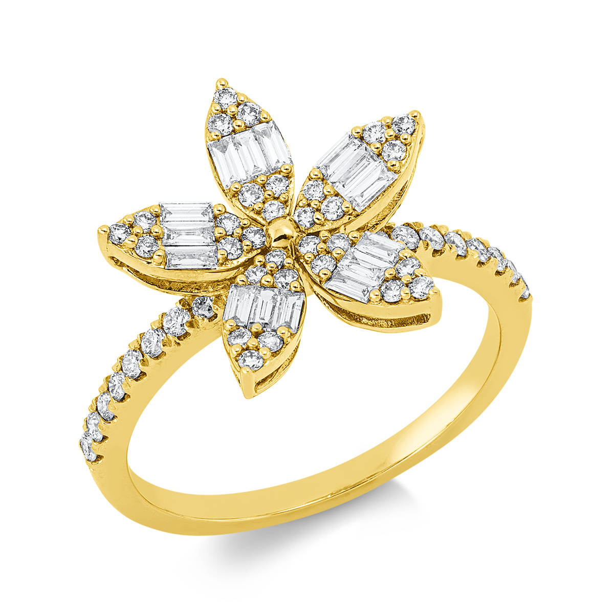 1IQ11G Baguette Gelbgold 18kt 0,48 Diamantringe mit 61 Diamanten - 1IQ11 – Bild 1