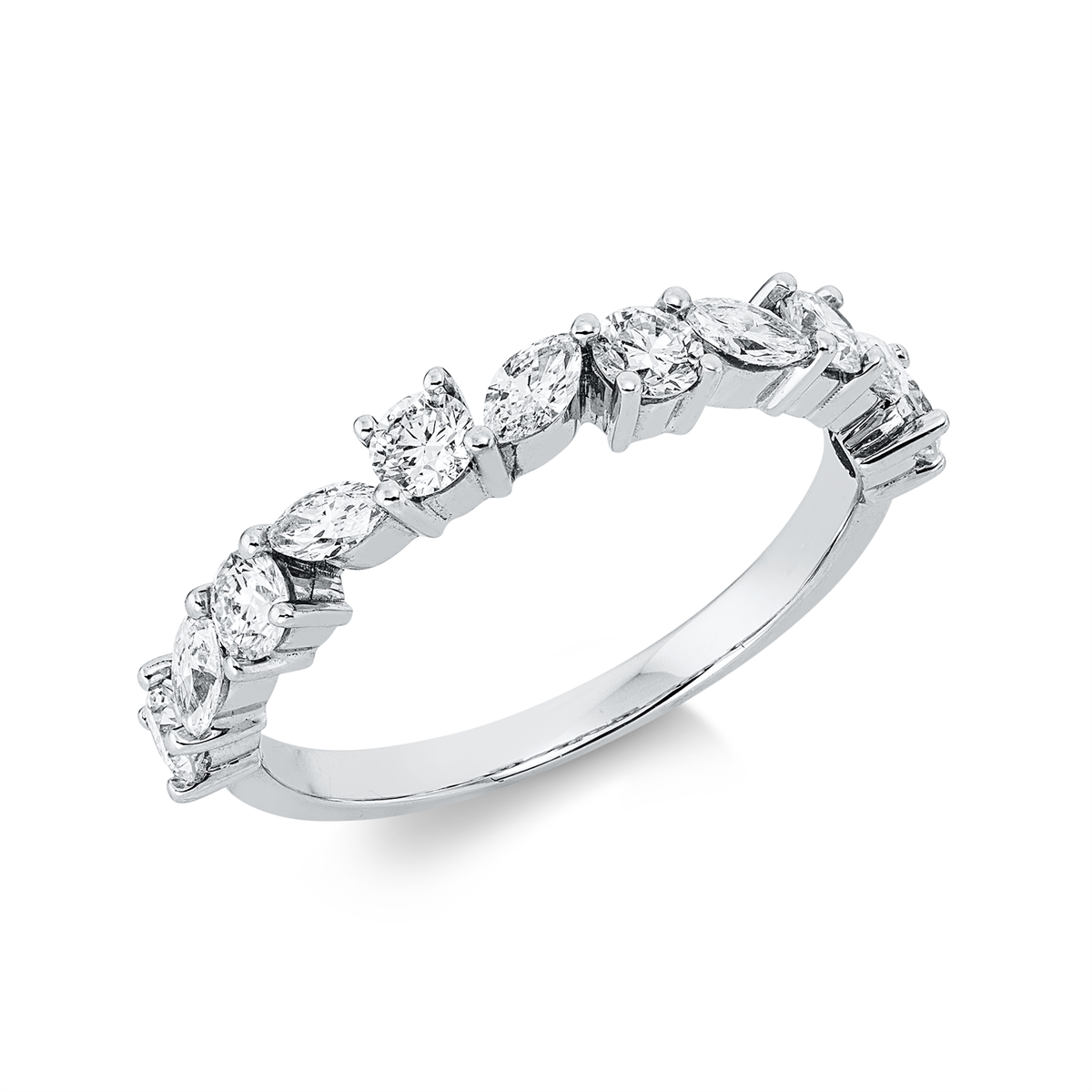 1P153W Mehrfachsteinbesatz Weißgold 18kt 0,87 Diamantringe mit 11 Diamanten - 1P153 – Bild 1