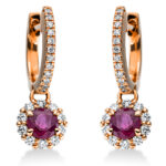 Ohrschmuck Rosegold 18kt 0,30 Diamantschmuck Farbstein 0,62 ct - 2M939