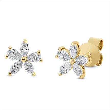 Ohrstecker Gelbgold 18kt 0,65 Diamantschmuck mit 10 Diamanten - 2R030