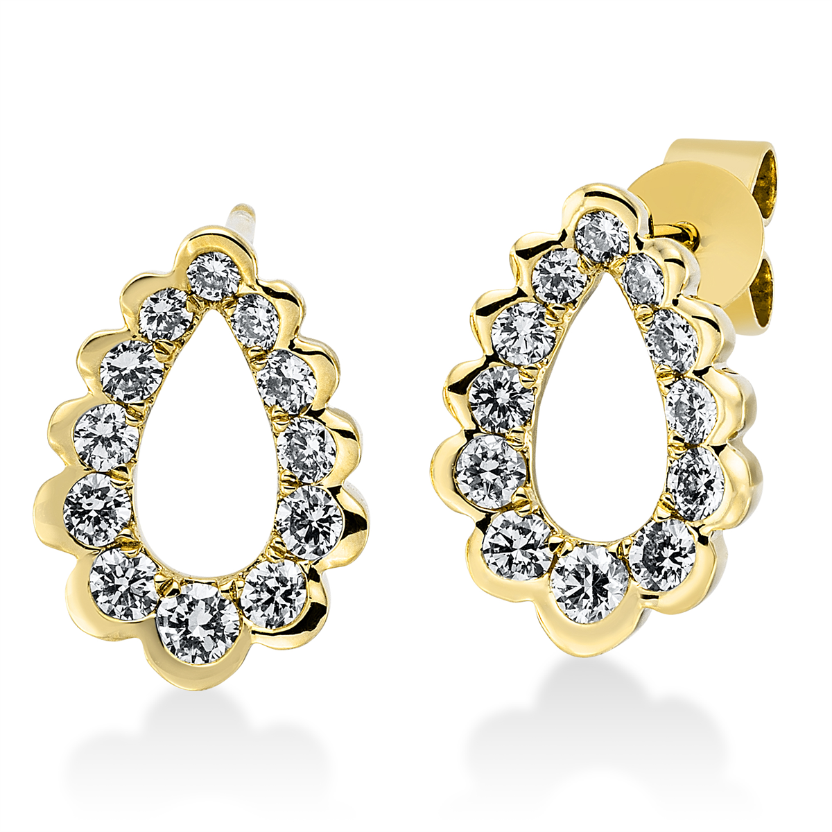 2R035G Ohrstecker Gelbgold 18kt 0,50 Diamantschmuck mit 24 Diamanten - 2R035 – Bild 1
