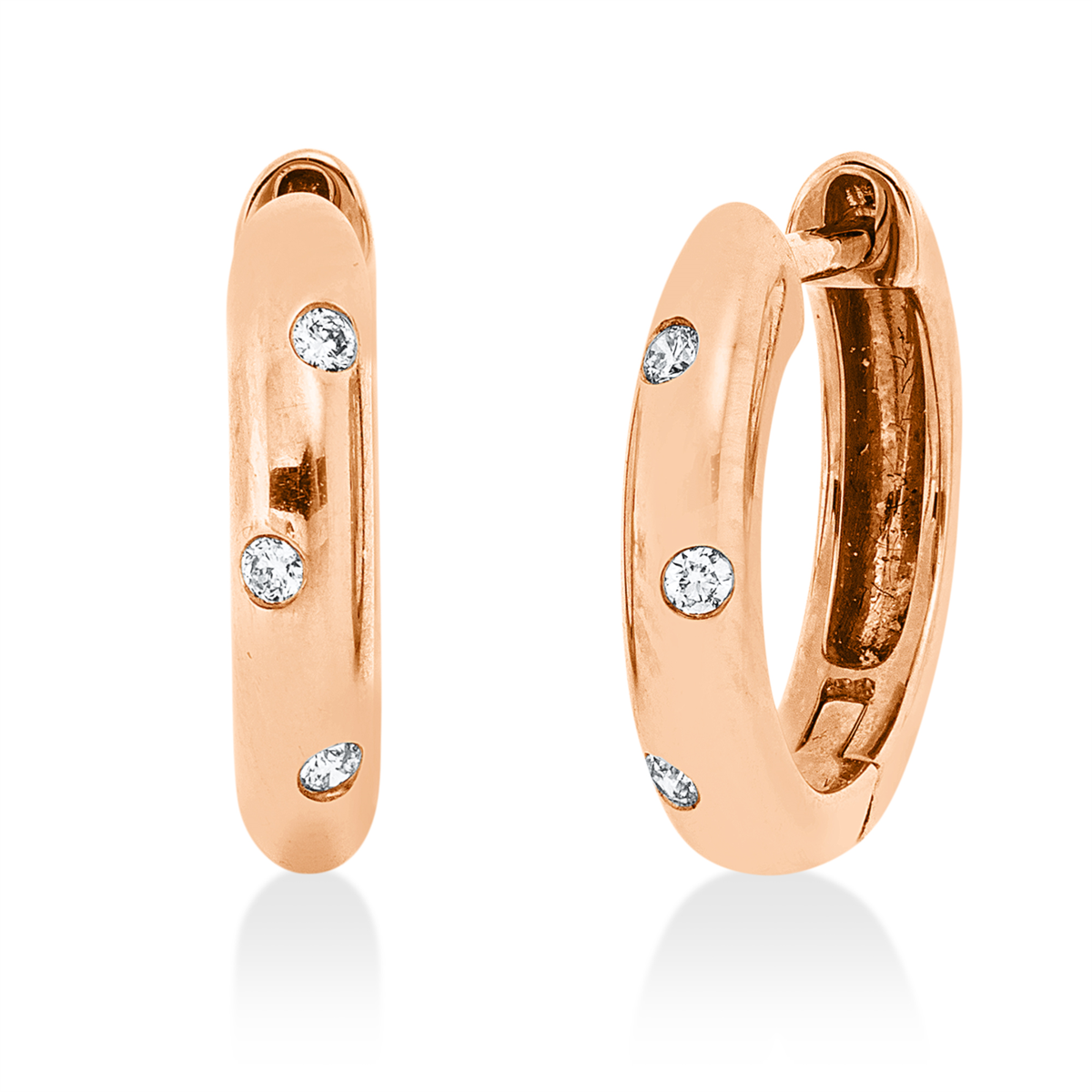 2V606R Creolen Zarge Rosegold 18kt 0,04 Diamantschmuck mit 6 Diamanten - 2V606 – Bild 1