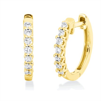 Creolen Gelbgold 18kt 0,26 Diamantschmuck mit 14 Diamanten - 2V759