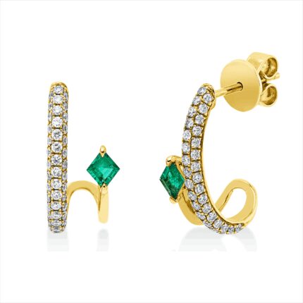 Ohrstecker Gelbgold 18kt 0,50 Diamantschmuck Farbstein 0,2 ct - 2V934