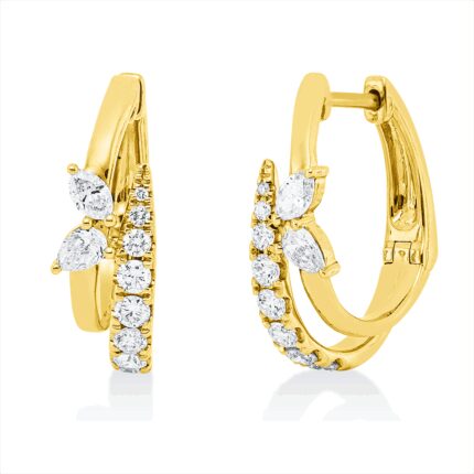 Creolen Gelbgold 18kt 0,63 Diamantschmuck mit 20 Diamanten - 2V992