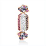 Brosche Rosegold / Weißgold 18kt 0,25 Diamantschmuck Farbstein 0,65 ct - 3I230