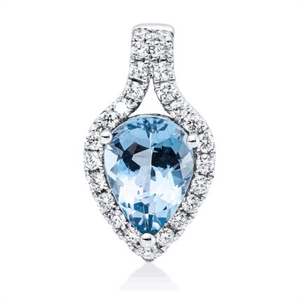 Anhänger Weißgold 18kt 0,18 Diamantschmuck Farbstein 0,93 ct - 3I243