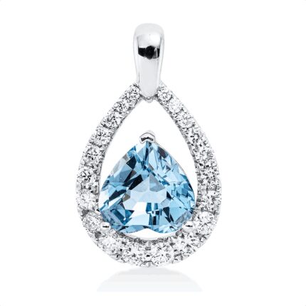 Anhänger Weißgold 18kt 0,26 Diamantschmuck Farbstein 1,05 ct - 3I244