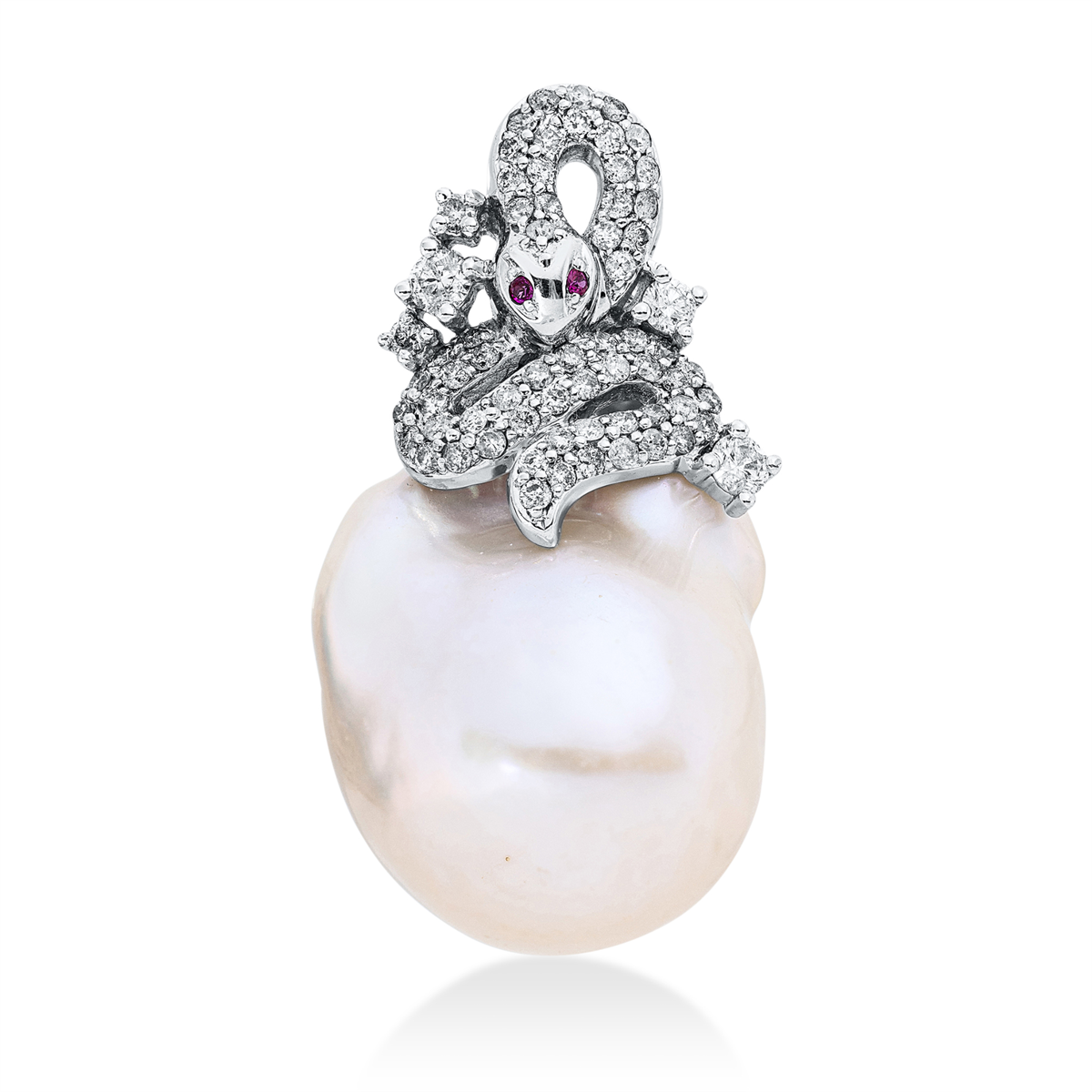 3I249W Anhänger Weißgold 18kt 0,76 Diamantschmuck Farbstein 0,02 ct Zuchtperle, barock 16 mm - 3I249 – Bild 1