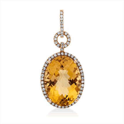 Anhänger Rosegold 18kt 0,46 Diamantschmuck Farbstein 13,87 ct - 3I258