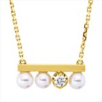 Collier Gelbgold 18kt 0,07 Diamantschmuck mit 1 Diamanten Zuchtperle 4 mm - 4N528
