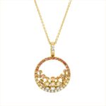 Collier Gelbgold 18kt 0,22 Diamantschmuck Farbstein 0,91 ct - 4P216