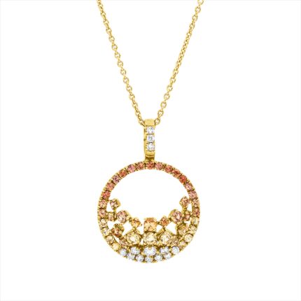 Collier Gelbgold 18kt 0,22 Diamantschmuck Farbstein 0,91 ct - 4P216
