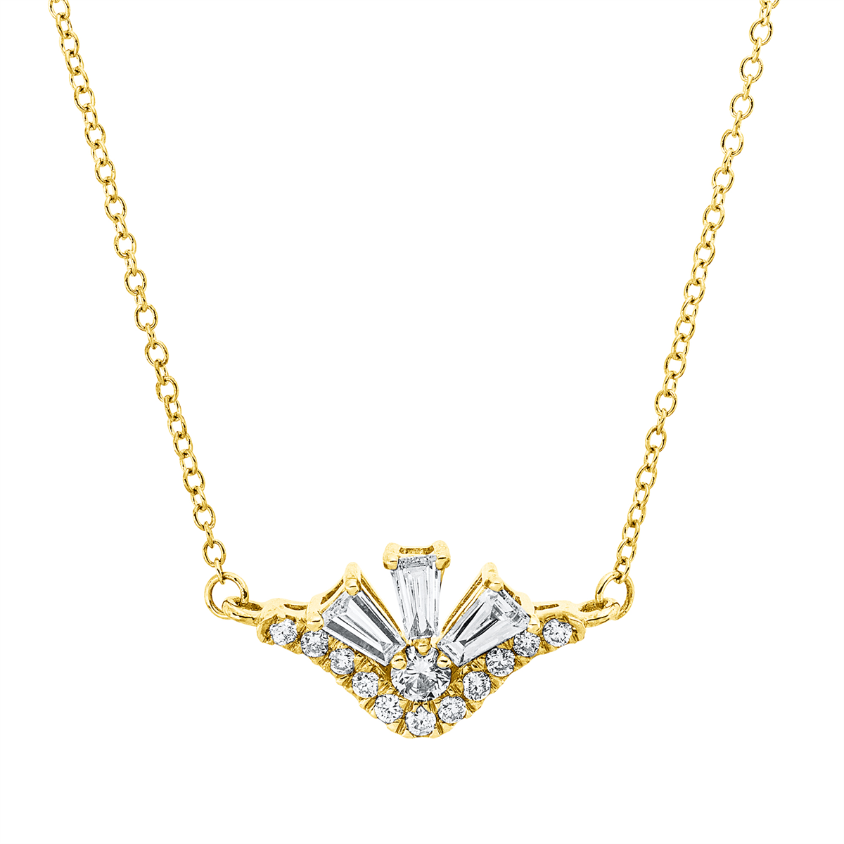 4P439G Collier Gelbgold 18kt 0,24 Diamantschmuck mit 15 Diamanten - 4P439 – Bild 1