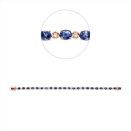 Armband Rosegold 18kt 0,47 Diamantschmuck Farbstein 7,44 ct - 5G144