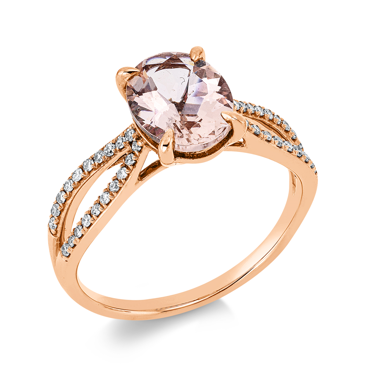 1DI03R Farbstein 4er-Krappe Rosegold 18kt 0,15 Diamantringe Farbstein 1,62 ct - 1DI03 – Bild 1