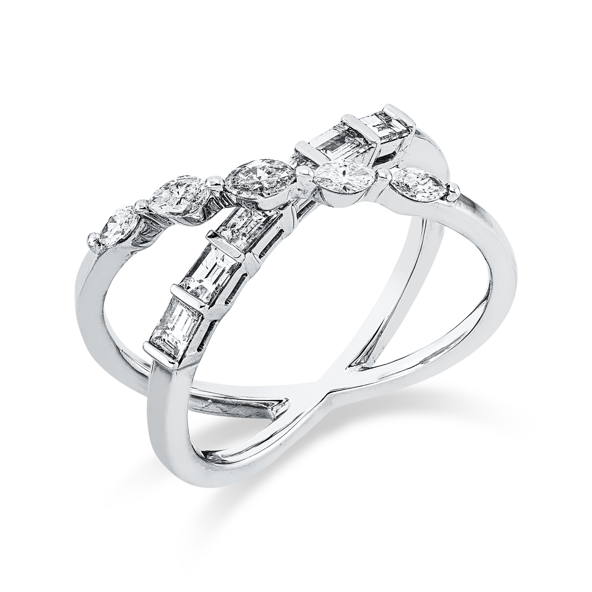 1EM60W Baguette Weißgold 18kt 0,75 Diamantringe mit 11 Diamanten - 1EM60 – Bild 1