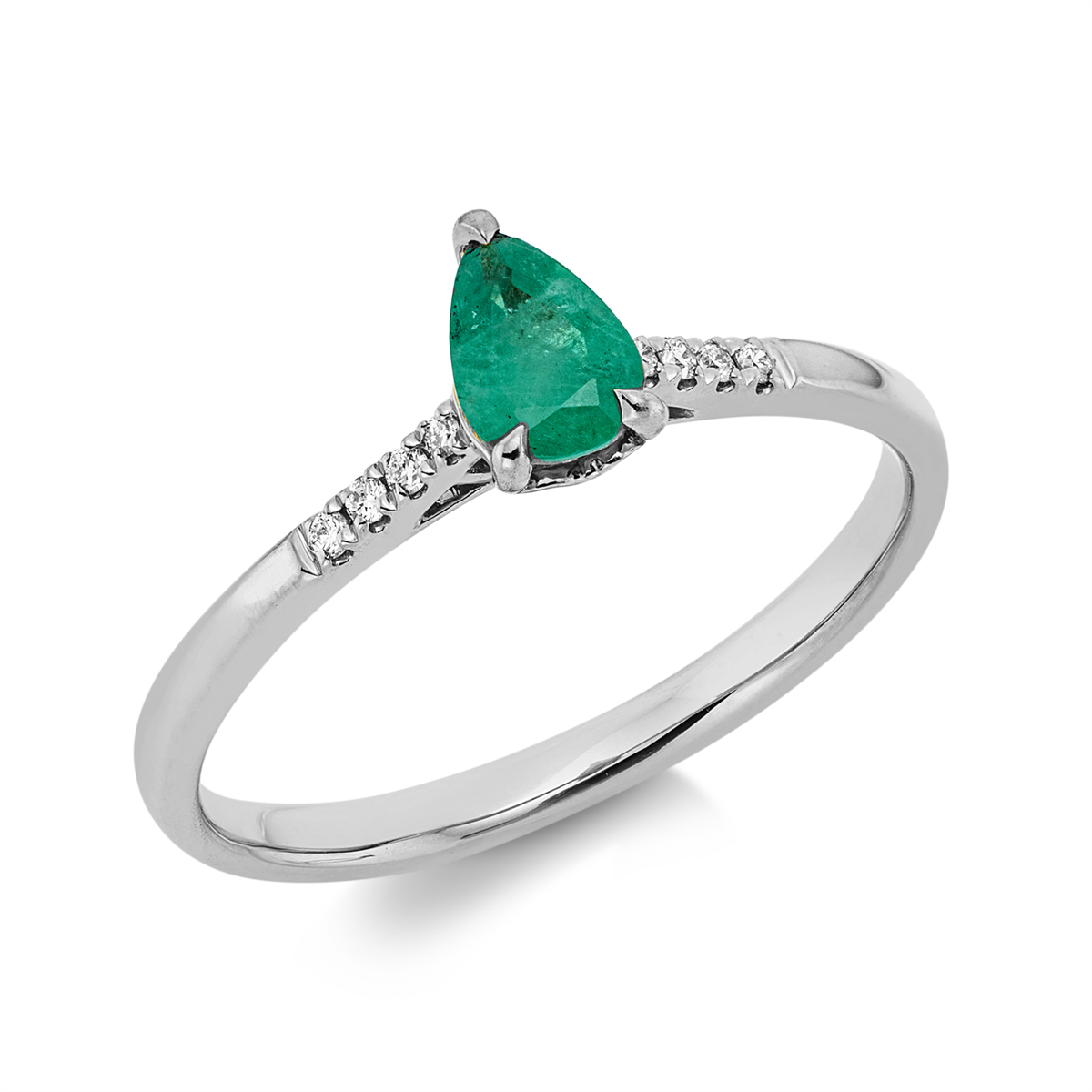 1HM01W Farbstein 3er-Krappe Weißgold 18kt 0,04 Diamantringe Farbstein 0,36 ct - 1HM01 – Bild 1