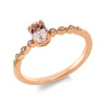 Farbstein 4er-Krappe Rosegold 18kt 0,03 Diamantringe Farbstein 0,6 ct - 1IE15