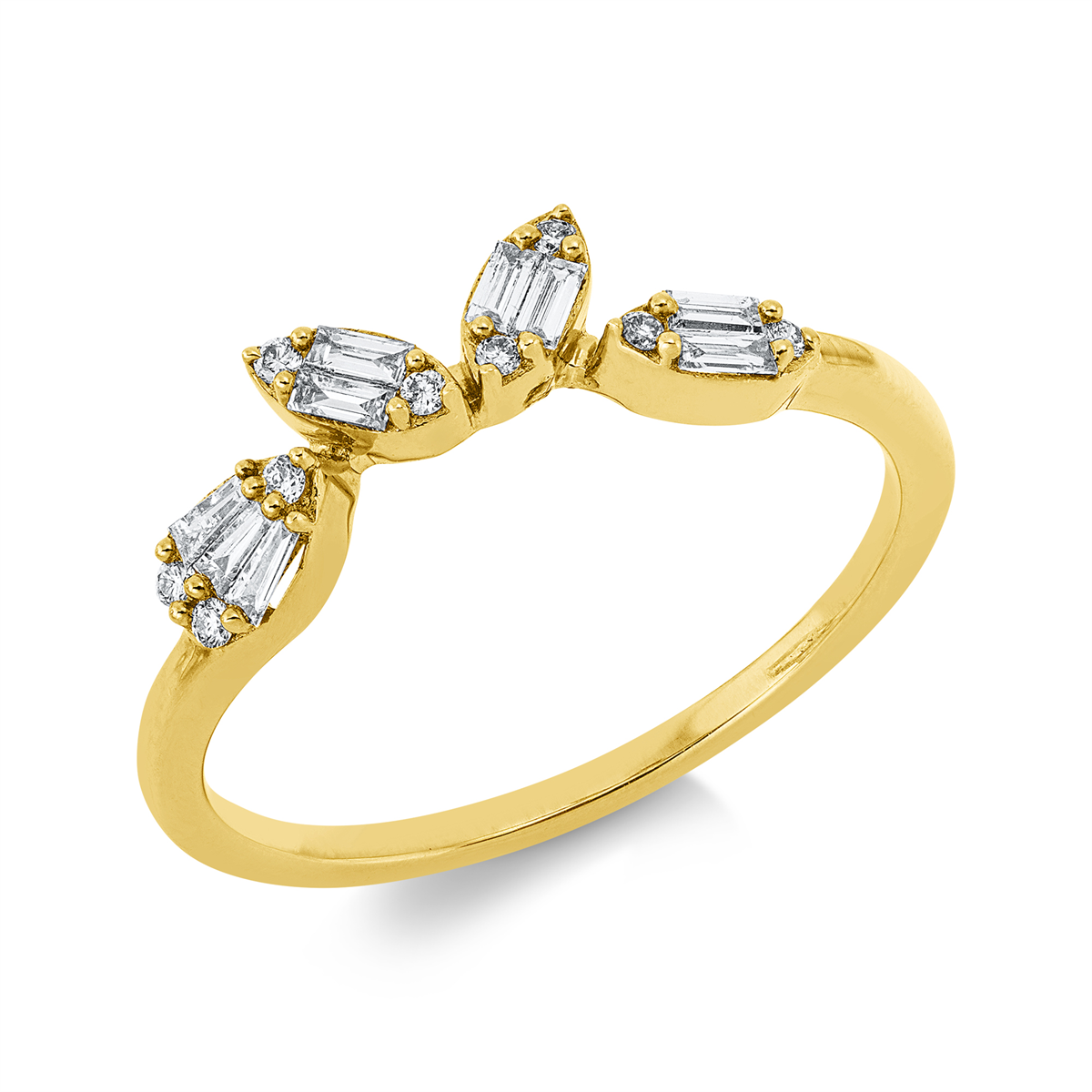1IP90G Baguette Gelbgold 18kt 0,18 Diamantringe mit 18 Diamanten - 1IP90 – Bild 1