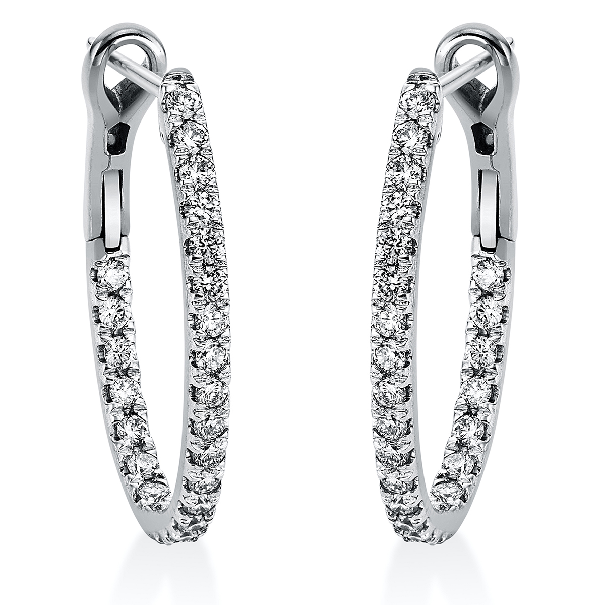 2M342W Creolen Weißgold 18kt 0,75 Diamantschmuck mit 46 Diamanten - 2M342 – Bild 1