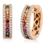 Creolen Rosegold 18kt 0,29 Diamantschmuck Farbstein 0,53 ct - 2R077