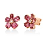 Ohrstecker Rosegold 18kt 0,05 Diamantschmuck Farbstein 4,1 ct - 2V437