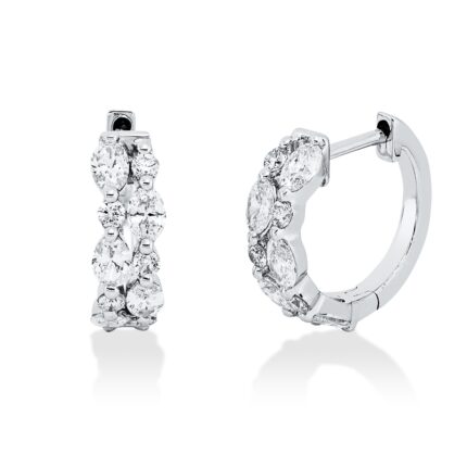 Creolen Weißgold 18kt 0,70 Diamantschmuck mit 20 Diamanten - 2W052