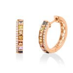 Creolen Rosegold 18kt 0,17 Diamantschmuck Farbstein 1,26 ct - 2W216