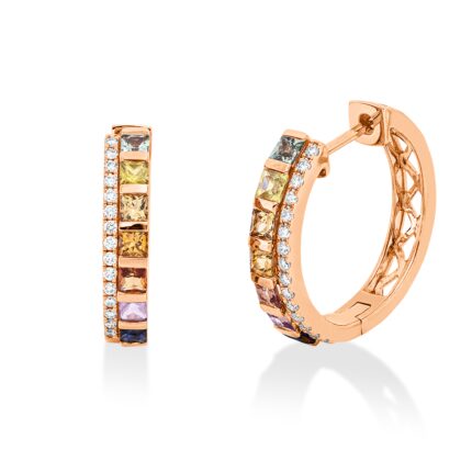 Creolen Rosegold 18kt 0,17 Diamantschmuck Farbstein 1,26 ct - 2W216