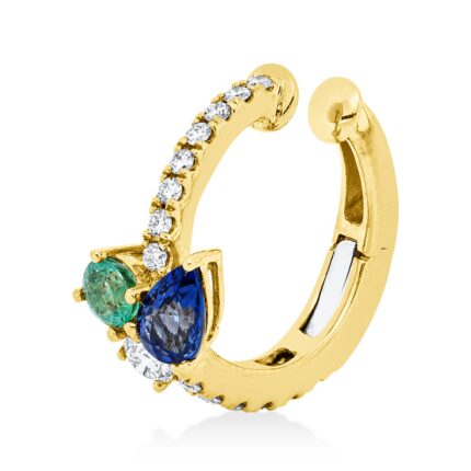 Creolen Gelbgold / Weißgold 18kt 0,17 Diamantschmuck Farbstein 0,39 ct - 2W313