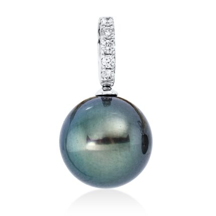 Anhänger Weißgold 18kt 0,10 Diamantschmuck mit 5 Diamanten Tahiti 11 mm - 3G545