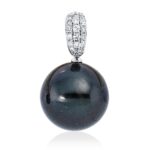 Anhänger Weißgold 18kt 0,13 Diamantschmuck mit 21 Diamanten Tahiti 11 mm - 3G551