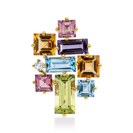 Anhänger Gelbgold 18kt 0,04 Diamantschmuck Farbstein 3,7 ct - 3I121