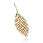 Brosche Gelbgold 18kt 0,18 Diamantschmuck mit 25 Diamanten Süßwasserperle 1,4 mm - 3I282