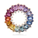 Anhänger Rosegold 18kt 0,17 Diamantschmuck Farbstein 3,12 ct - 3I347