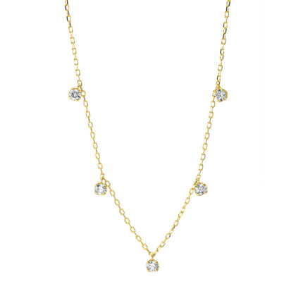 Collier Gelbgold 18kt 0,37 Diamantschmuck mit 5 Diamanten - 4J207