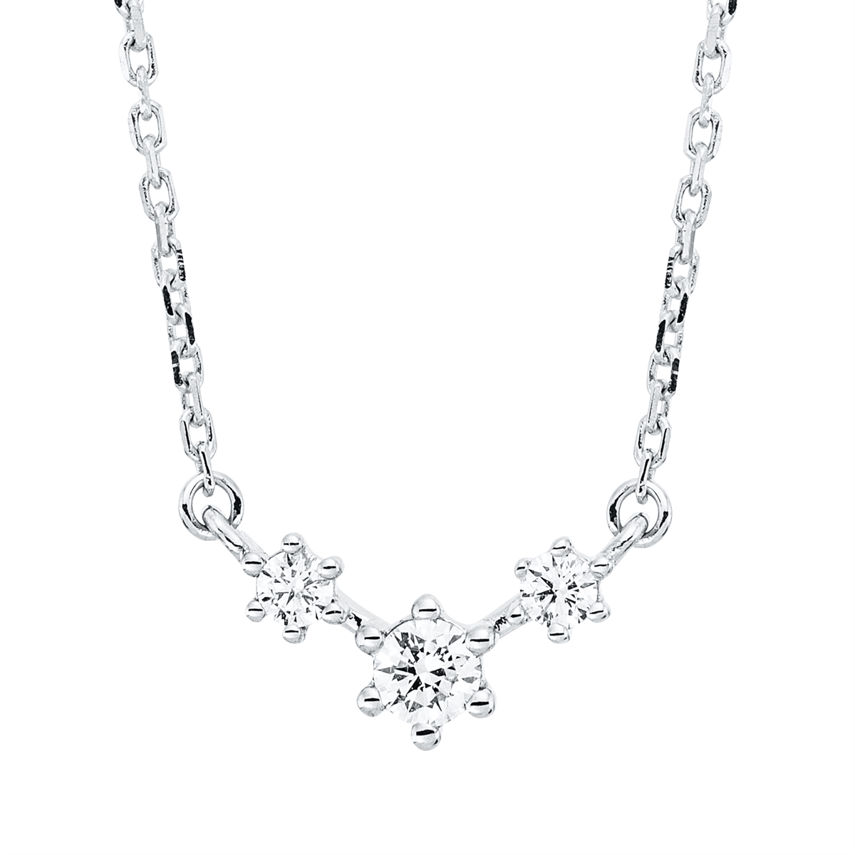 4P073W Collier Weißgold 18kt 0,10 Diamantschmuck mit 3 Diamanten - 4P073 – Bild 1