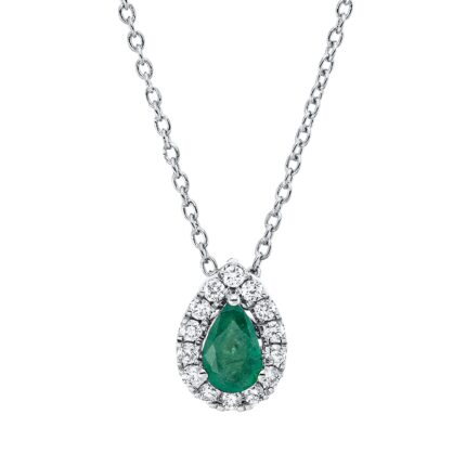 Collier Weißgold 18kt 0,10 Diamantschmuck Farbstein 0,2 ct - 4P077