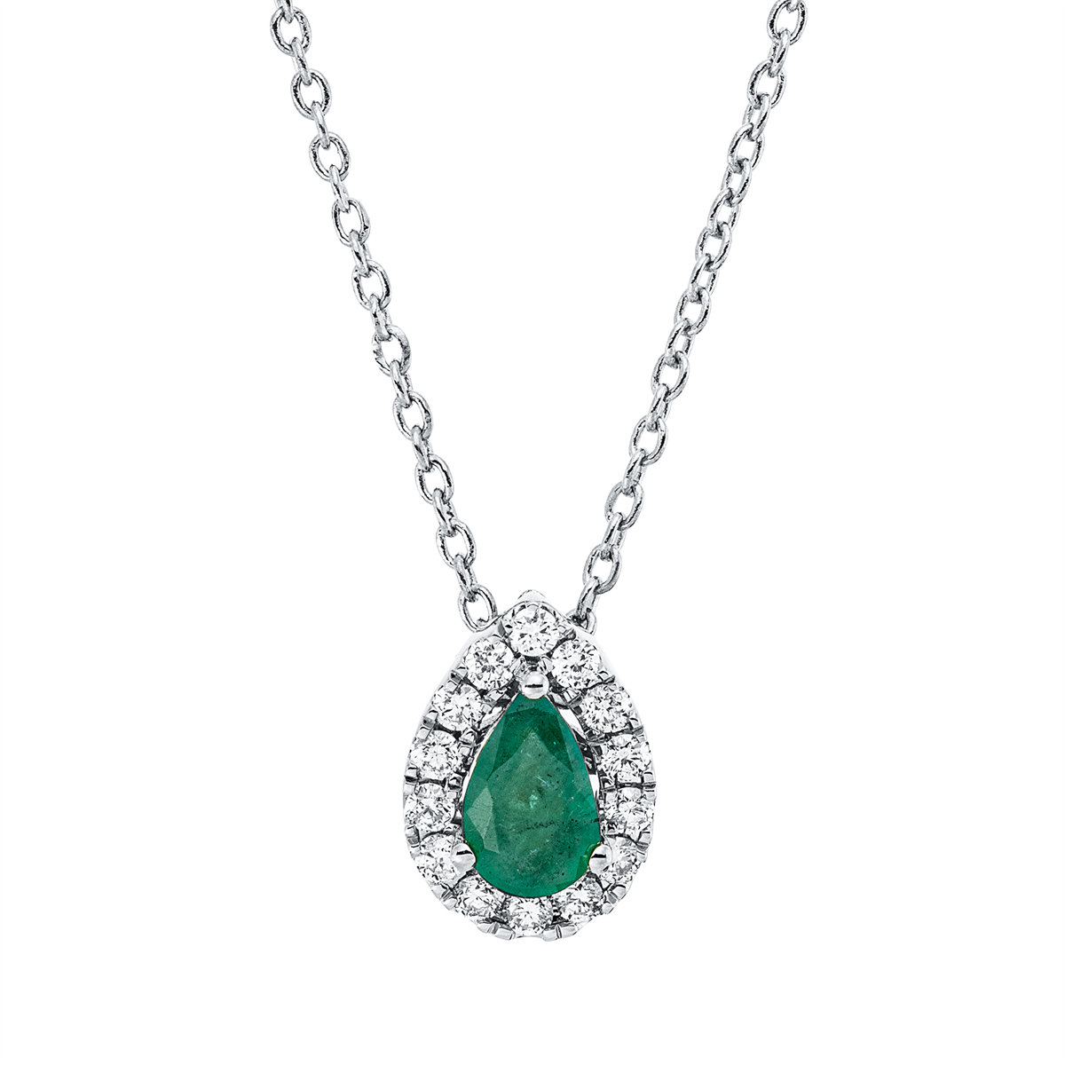 4P077W Collier Weißgold 18kt 0,10 Diamantschmuck Farbstein 0,2 ct - 4P077 – Bild 1