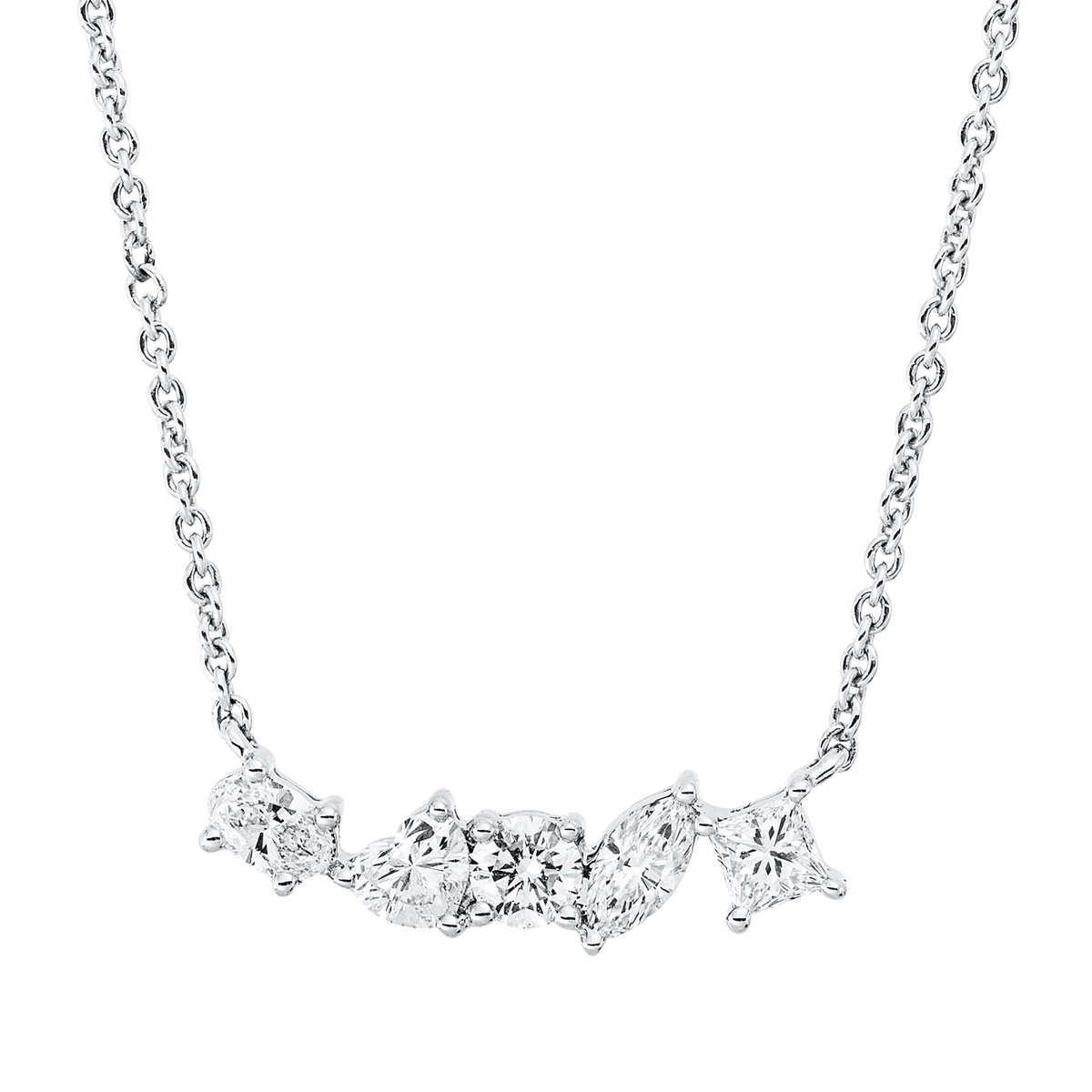 4P225W Collier Weißgold 18kt 0,48 Diamantschmuck mit 5 Diamanten - 4P225 – Bild 1