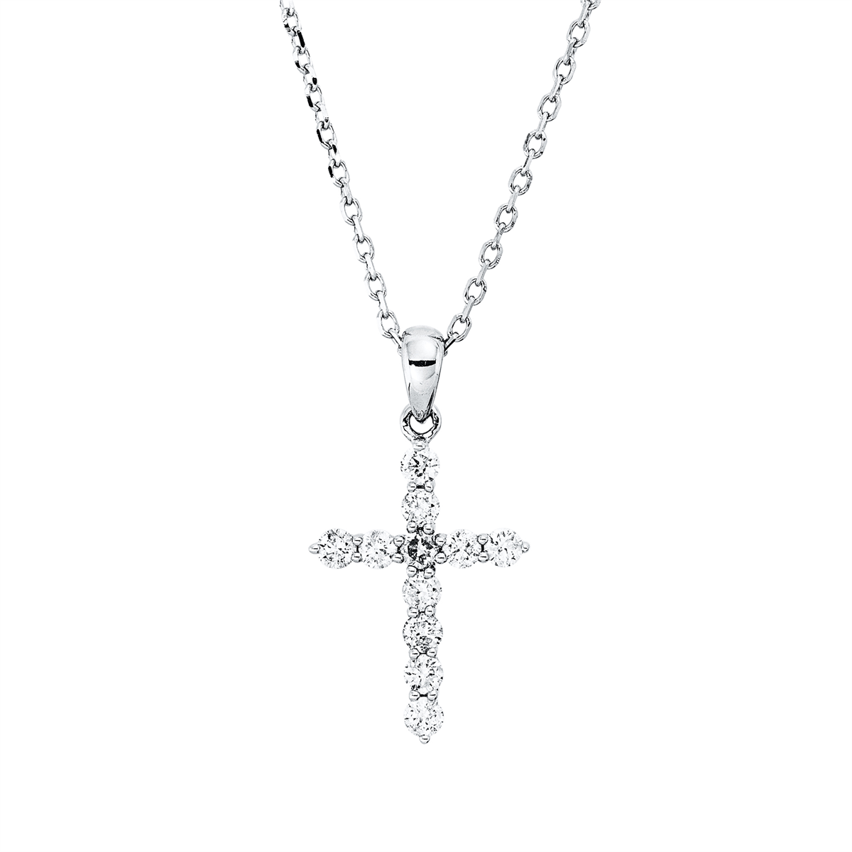 4P491W Collier Weißgold 18kt 0,29 Diamantschmuck mit 11 Diamanten - 4P491 – Bild 1