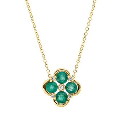 Collier Gelbgold 18kt 0,05 Diamantschmuck Farbstein 1,04 ct - 4P548