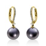 Ohrschmuck Gelbgold 18kt 0,16 Diamantschmuck mit 22 Diamanten Tahiti 10 mm - 2I870