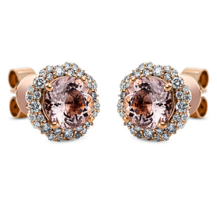 Ohrstecker Rosegold 18kt 0,30 Diamantschmuck Farbstein 1,39 ct - 2M106