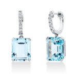 Ohrschmuck 4er-Krappe Weißgold 18kt 0,25 Diamantschmuck Farbstein 11,9 ct - 2N844