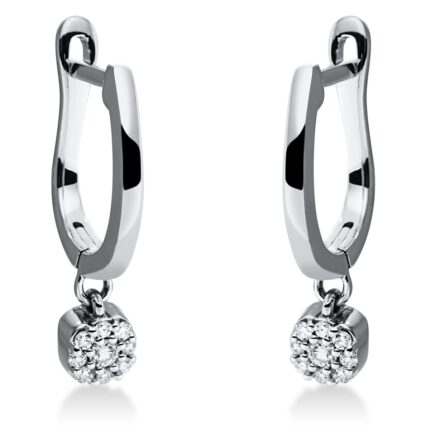 Creolen Weißgold 18kt 0,11 Diamantschmuck mit 18 Diamanten - 2N986