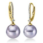 Ohrschmuck Gelbgold 18kt 0,16 Diamantschmuck mit 22 Diamanten Tahiti 8,5 mm - 2N999