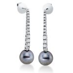 Ohrschmuck Weißgold 18kt 0,53 Diamantschmuck mit 24 Diamanten Tahiti 9,5 mm - 2P165